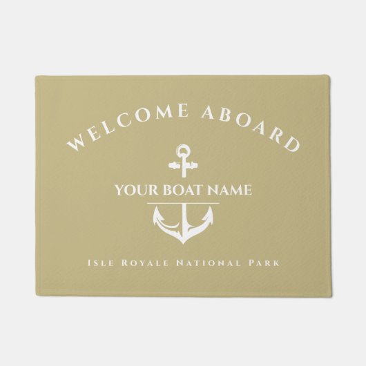 Nautical Custom Boot Naam Anker Navy Deurmat (Voorkant)