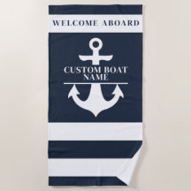 Nautical Custom Boot Naam Anker Navy Striped
