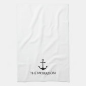 Nautical Custom Boot Naam zwart anker wit Theedoek (Verticaal)