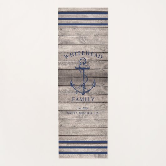 Nautical Custom Familie Anker Beige Hout Yogamat (Voorkant)