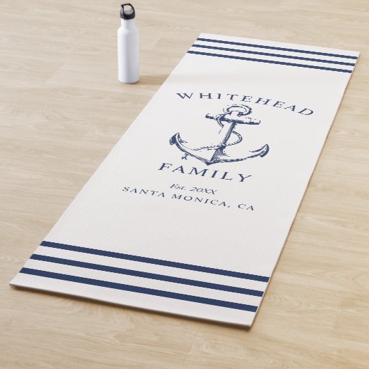 Nautical Custom Family Anker Wit Yogamat (In situ)