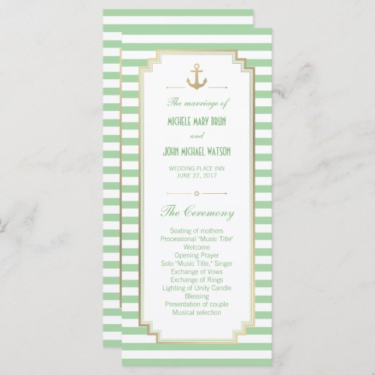 Nautical Custom Mint White Program Rack-Kaarten Programma (Voorkant / Achterkant)