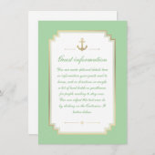 Nautical Custom Mint White Wedding Insert Kaart (Voorkant / Achterkant)