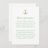 Nautical Custom Mint White Wedding Insert Kaart (Voorkant / Achterkant)