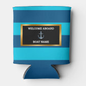 Nautical Customize Boat Name Anchor Navy Blue Blikjeskoeler (Voorkant)