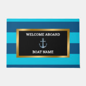 Nautical Customize Boat Name Anchor Navy Blue Deurmat (Voorkant)