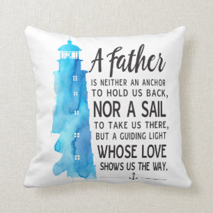 Nautical Dad Pillow met Anchors and Lighthouse Kussen