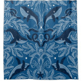 Nautical damask texture with walales, modern vinta douchegordijn (Voorkant)