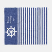 Nautical Dark Blue and White Stripes Fleece Deken (Voorkant (Horizontaal))