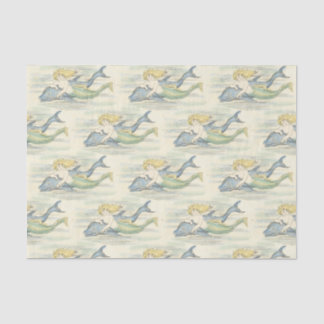 Nautical Decoupage van Zeemeermin en Dolphin Tissuepapier