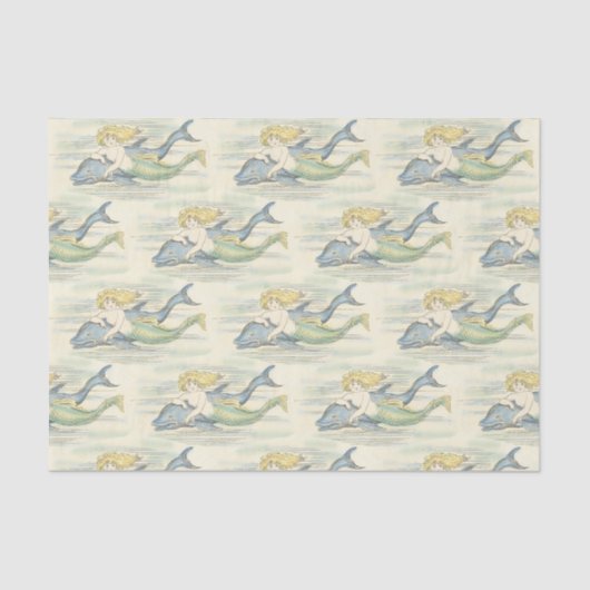 Nautical Decoupage van Zeemeermin en Dolphin Tissuepapier (Voorkant)