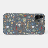 Nautical Design on Blue background iPhone Case (Achterkant (horizontaal))