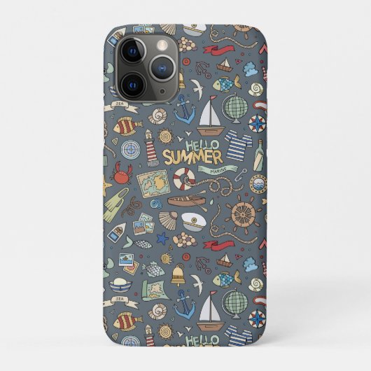 Nautical Design on Blue background iPhone Case (Achterkant)