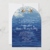 Nautical Destination Beach Starfish Wedding Kaart (Voorkant)