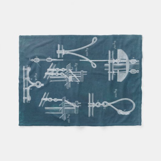 Nautical Detail blauwdruk IV Fleece Deken (Voorkant (Horizontaal))