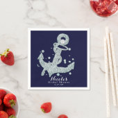 Nautical Diamond Anchor Bling Glam Beach Servetten (Insitu)