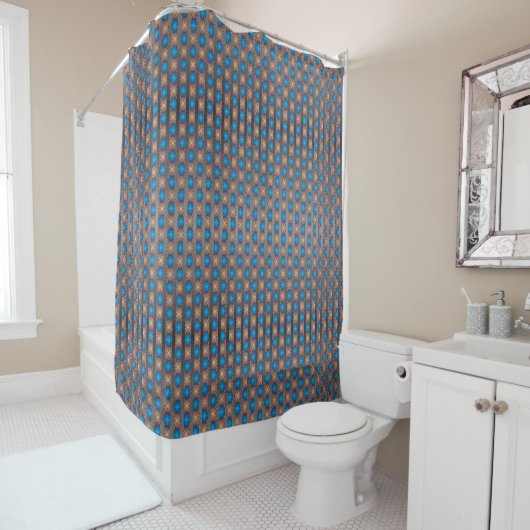 Nautical Diamond Pools & Stripes Pattern Douchegordijn (In situ)
