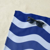 Nautical Dolphin Navy Blue Stripe Waves Strandlaken (In situ)