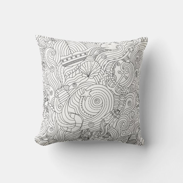 Nautical Doodle Kussen (Voorkant)