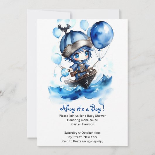 Nautical Dreams onthuld: Boy Baby shower Kaart (Voorkant)