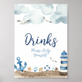 Nautical Drink Baby shower Sign Poster (Voorkant)