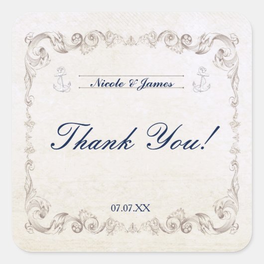  Nautical Elegant Beach Wedding Stickers (Voorkant)