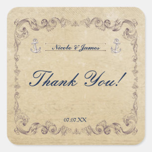 Nautical Elegant Beach Wedding Stickers