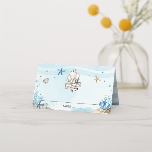 Nautical Elephant Baby shower Ahoy Het is een jong (Voorkant)