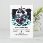 Nautical Enchanted Pirate Birthday Kaart (Staand voorkant)
