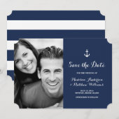 Nautical | Enregistrer le Carte photo de date (Devant / Derrière)