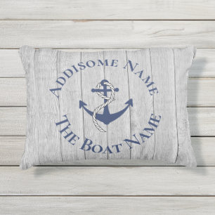 Nautical Family Boat Name Navy Anchor grawood A Buitenkussen
