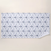 Nautical Family Boat Name Navy Anchor Grey wood Strandlaken (Voorkant)