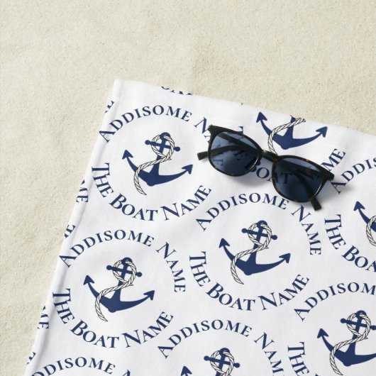 Nautical Family Boat Name Navy Anchor Grey wood Strandlaken (In situ)