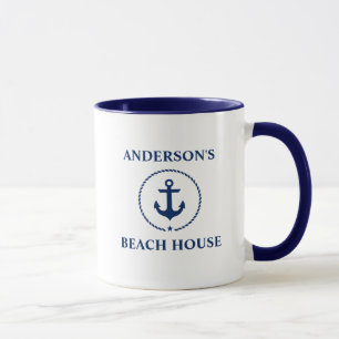 Nautical Family Name Beach House Blue Anchor BL Mok