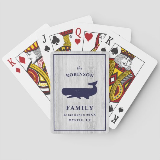 Nautical Family Name Monogram Beach House Rustic Pokerkaarten (Achterkant)