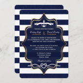 Nautical, FAUX Burlap Stripes Wedding 2 Kaart (Voorkant / Achterkant)