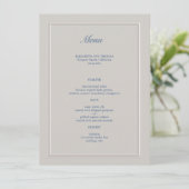 Nautical Faux Embossed Blue Modern Classic Wedding Menu (Staand voorkant)
