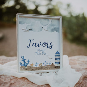 Nautical Favors Baby shower Sign Poster