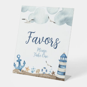 Nautical Favors Baby shower Sign Reclamebord Met Voetstuk