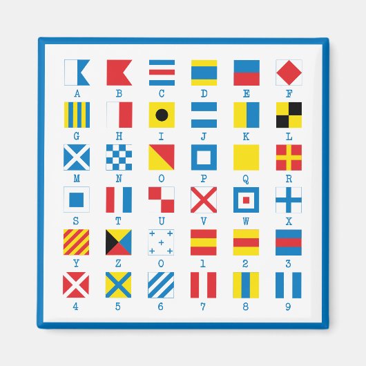 Nautical Flags Maritime Signals Alphabet Magnet Magneet (Voorkant)