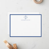 Nautical Flat Note Card van de moderne marine Blue Notitiekaartje (Voorkant / Achterkant in situ)