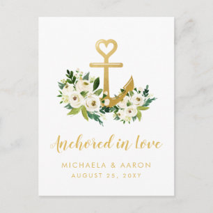 Nautical Floral Anchor Save the Date Briefkaart
