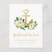 Nautical Floral Anchor Save the Date Briefkaart (Voorkant)