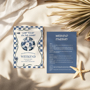 Nautical Floral Lifesaver Blue Bachelorette Kaart