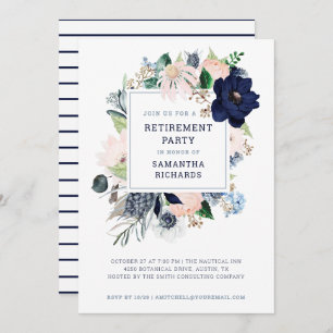 Nautical Floral Stripe Pensioenpartij Kaart