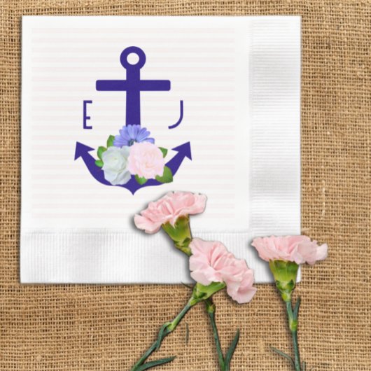 Nautical Floral Stripes Wedding Servet