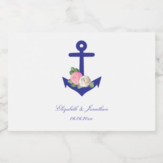 Nautical Floral Summer Wedding Likeurfles Etiket (Enkel label)