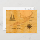  Nautical Florida Keys Map Briefkaart (Voorkant / Achterkant)