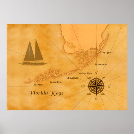  Nautical Florida Keys Map Poster (Voorkant)