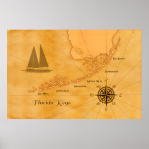  Nautical Florida Keys Map Poster